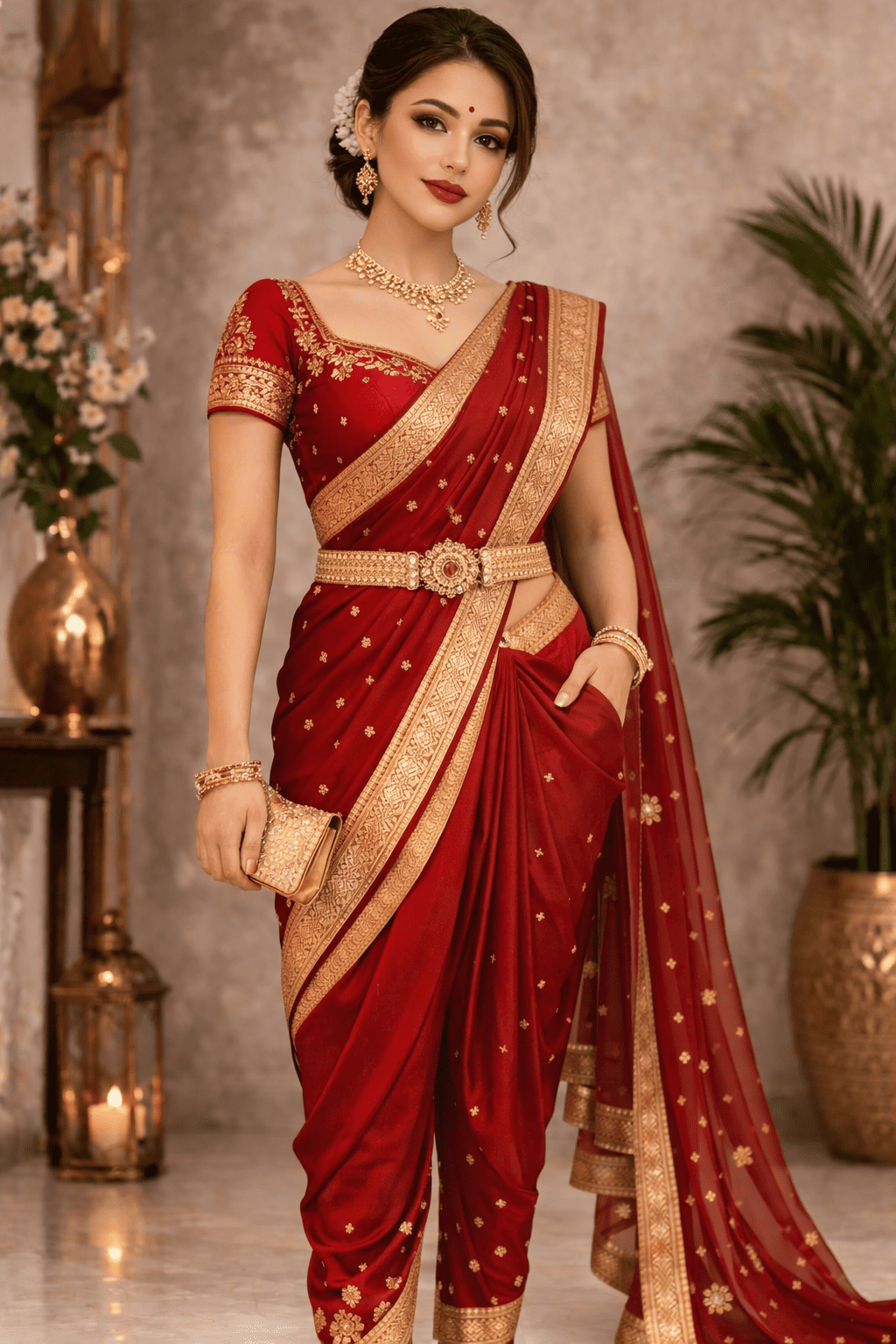 Belted Saree Draping Style