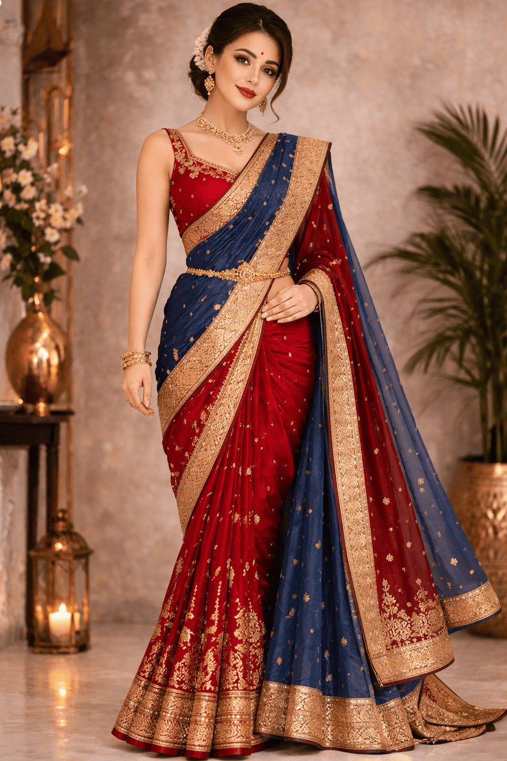 Double Saree Draping Style